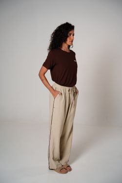 calça linho debrum natural