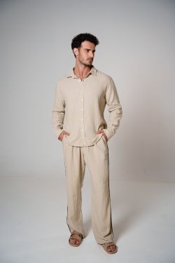 calça linho debrum natural