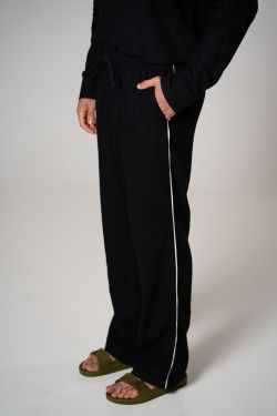 calça linho debrum preto