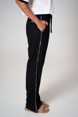 calça linho debrum preto