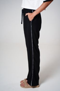 calça linho debrum preto