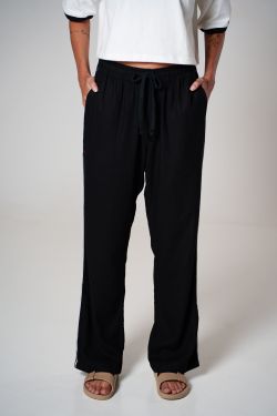 calça linho debrum preto