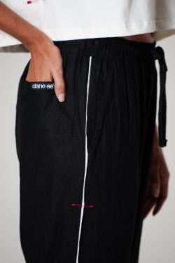 calça linho debrum preto