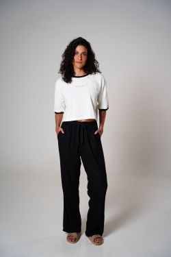 calça linho debrum preto