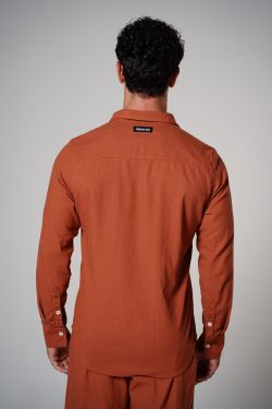 camisa manga longa viscolinho caramelo