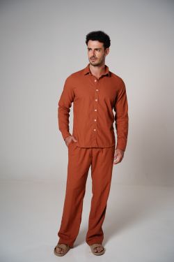 calça viscolinho caramelo