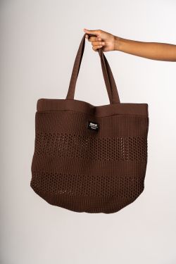 bolsa retilínea tricot marrom
