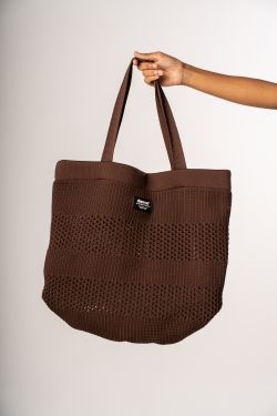 bolsa retilínea tricot marrom