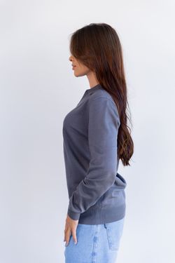 sueter tricot egipcio gola polo cinza