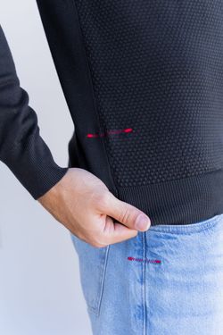 sueter tricot egipcio gola polo preto