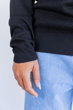 sueter tricot egipcio gola polo preto