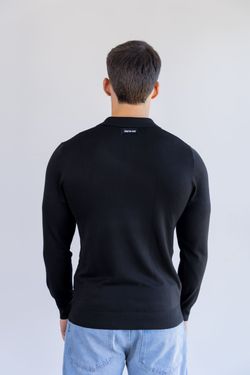 sueter tricot egipcio gola polo preto