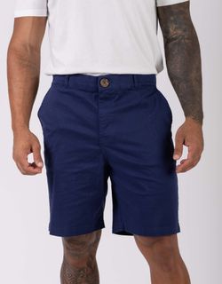 short sarja alfaiataria marinho