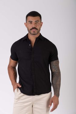 camisa linho mc plano bsb costas preto