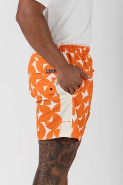 short tactel estampas na praia npf26 laranja