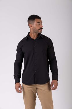 camisa comfy work manga longa preto