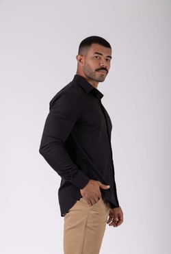 camisa comfy work manga longa preto