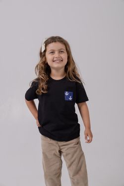 camiseta infantil igrejinha grid preto