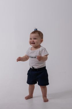 short baby linho marinho