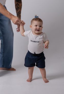 short baby linho marinho