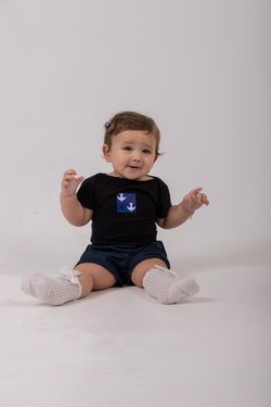 short baby linho marinho