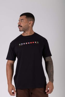 camiseta regular selos npf26 preto