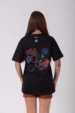 camiseta regular selos npf26 preto