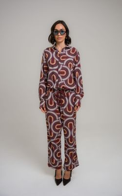 calça linho mid century modern estampado