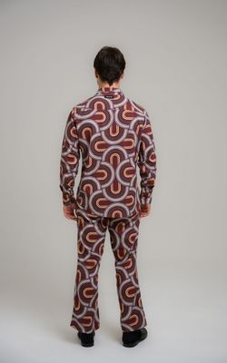 calça linho mid century modern estampado