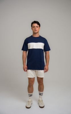 camiseta regular faixa mcm marinho