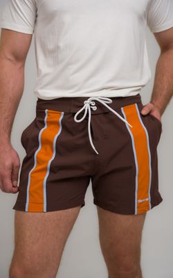 boardshort recorte faixa mcm marrom