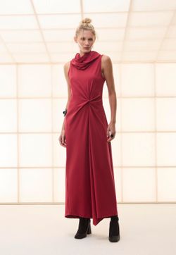 Vestido Gola Malha Tecno