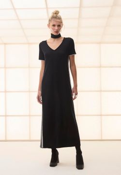 Vestido Gola V Tricot