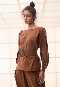 Blusa Babado Tricoline Tecnológico