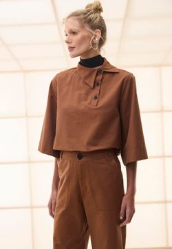 Blusa Colarinho Tricoline Tecnológico