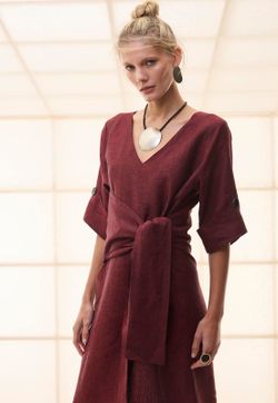Vestido Gola V Puro Linho