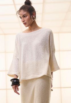 Blusa Canoa Tricot Pipoca