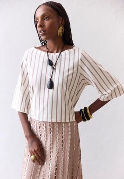 Blusa Manga Curta Malha Listra