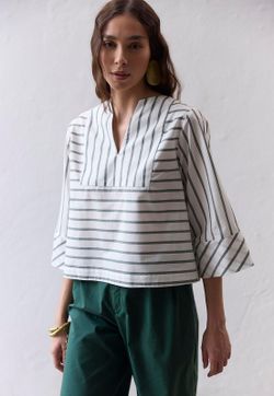 Blusa Quadrada Tricoline Listra