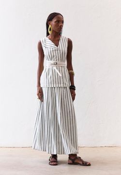 Blusa Sem Manga Tricoline Listra