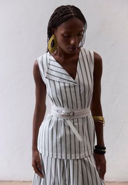 Blusa Sem Manga Tricoline Listra