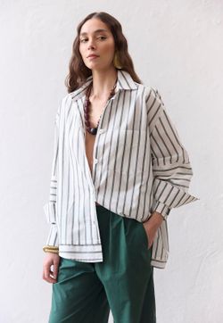 Camisa Punho Duplo Tricoline Listra