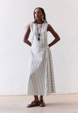 Vestido Linha A Tricoline Listra