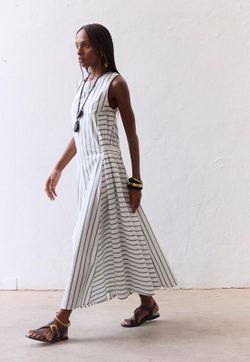 Vestido Linha A Tricoline Listra