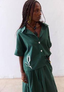 Camisa Quadrada Tricoline Bordado