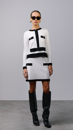 Saia com detalhe de bolso Lila - Off White e Preto 
