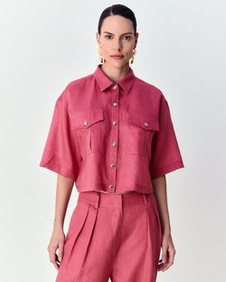 Camisa de linho Brenda - Rosa Kiraz 