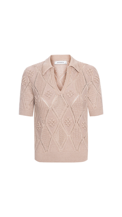 Blusa rendado polo Marta - Bege Mescla