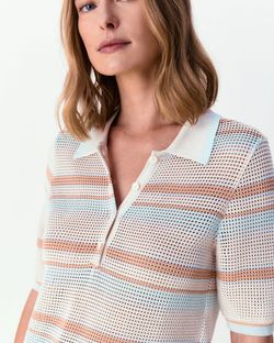 Blusa listrada gola polo Camila - Champagne 