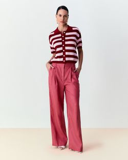 Camisa listrada polo Ava - Berry